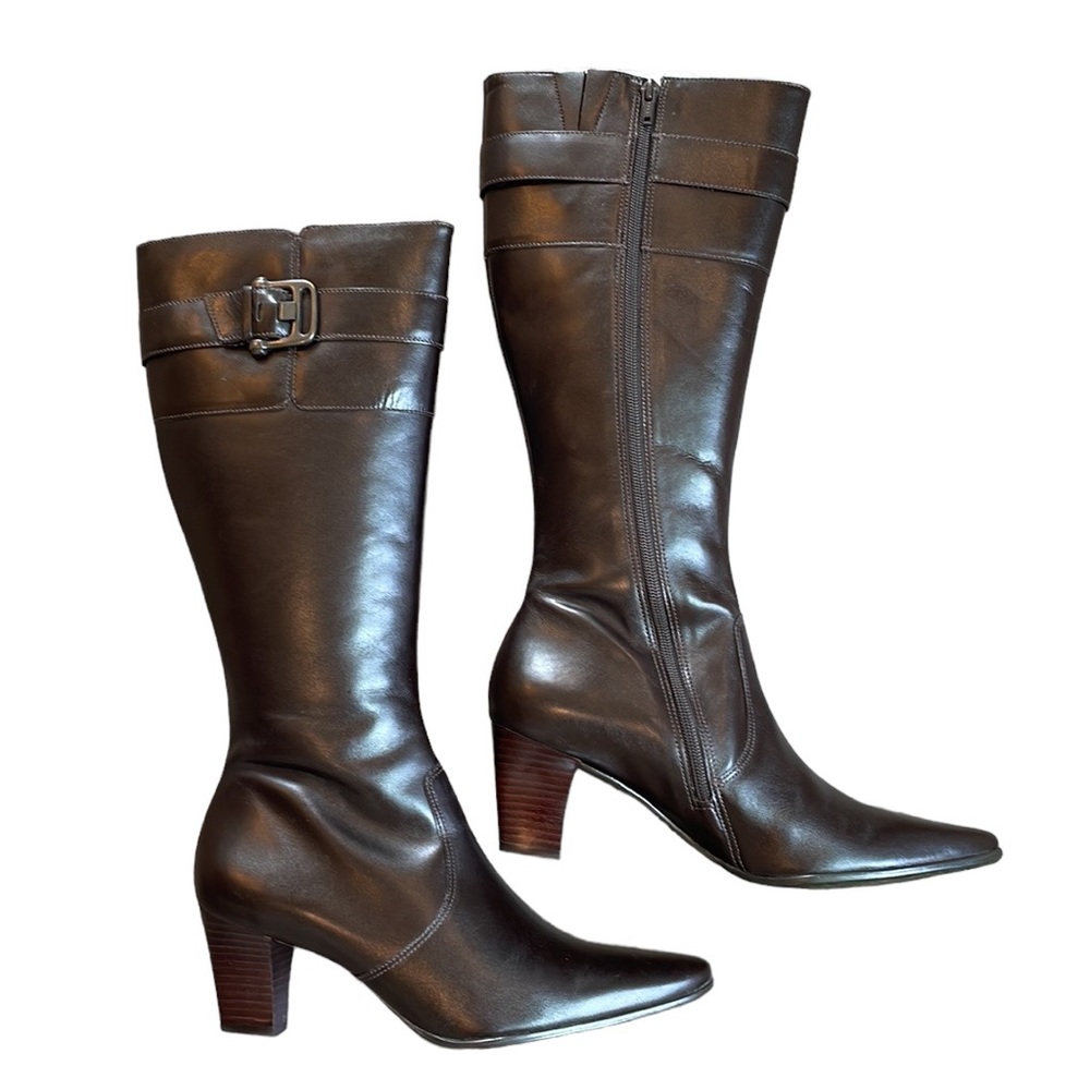 Knee High Brown Heeled Boots